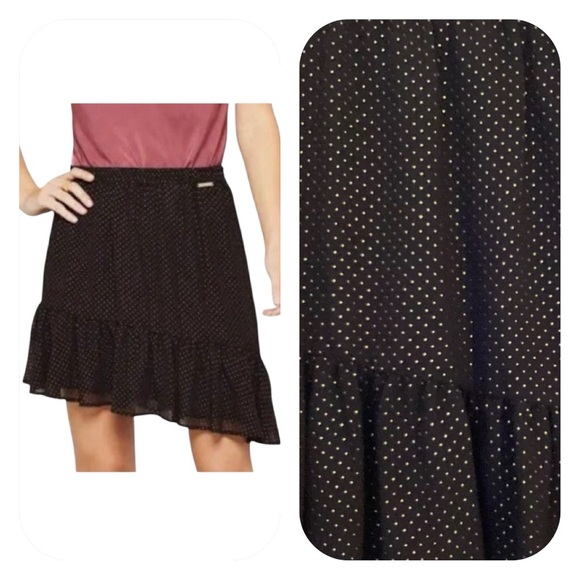 MICHAEL Michael Kors L asymmetrical black with gold ruffle skirt - Picture 6 of 11